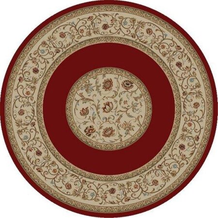 Perfectpillows Ankara Floral Border - Red - 5 ft. 3 in. Round PE2855773